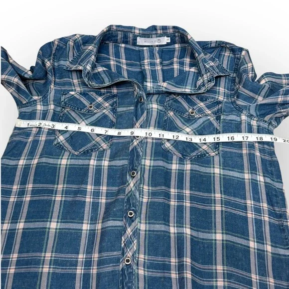 Casual Blue Plaid Button Down Shirt - Picture 10 of 11